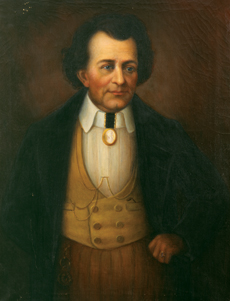 A portrait of Mirabeau Lamar as Texas President