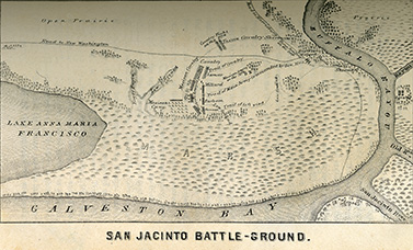 Map titled San Jacinto Battle-Ground, from Yoakum's History of Texas.