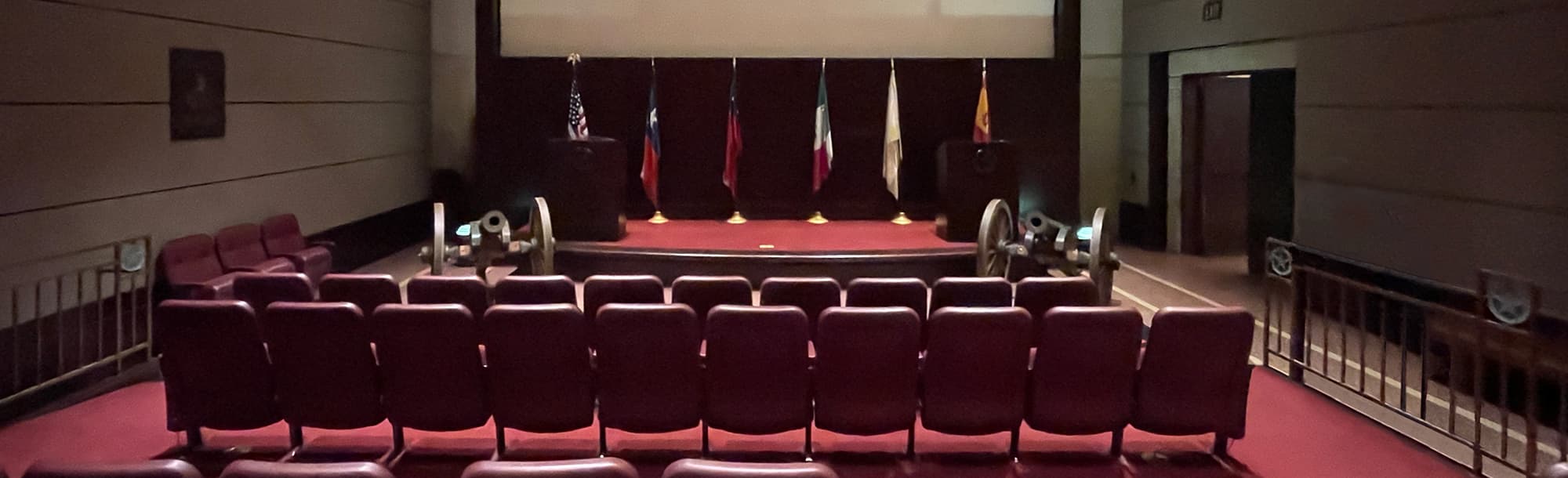 The interious auditorium of the Jesse Jones Theater at the San Jacinto Museum