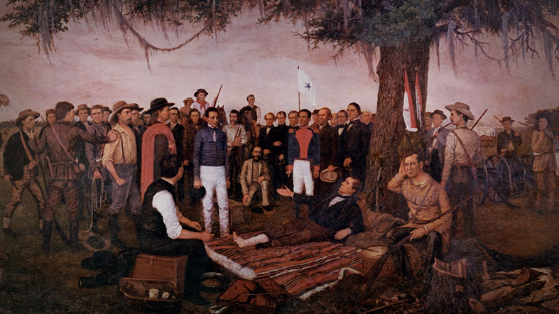 Santa Anna surrendurs to General Sam Houston.