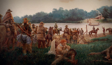 The Texian Army arrives at Lynchburg Ferry.