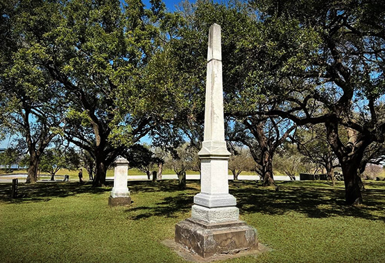 The Brigham Monument, the original monument to the fallen Texian heroes at the Battle of San Jacinto.