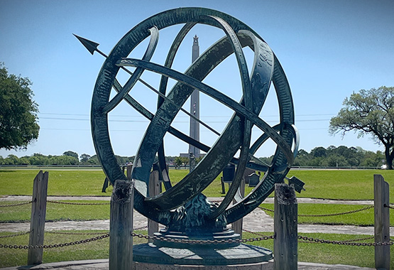 The Battefield Memorial Sundial at the De Zaval Plaza at San Jacinto 