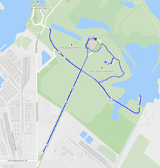 10K Race Map, San Jacinto Texas Independence Fun Run